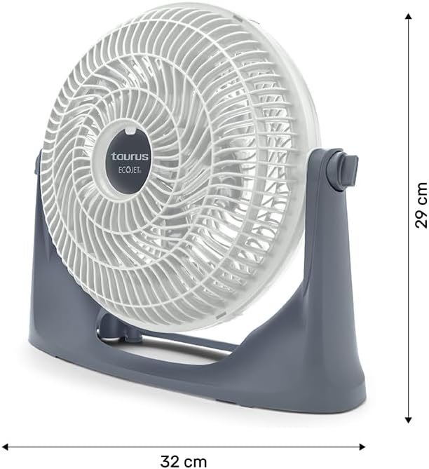 Taurus AIR2GO Cordless Desk Fan, Rechargeable Portable Fan with EcoJet Technology | Quiet Powerful Wireless Fan for Home, Office & Outdoors | 3 Speeds, Oscillation, Long Battery Life