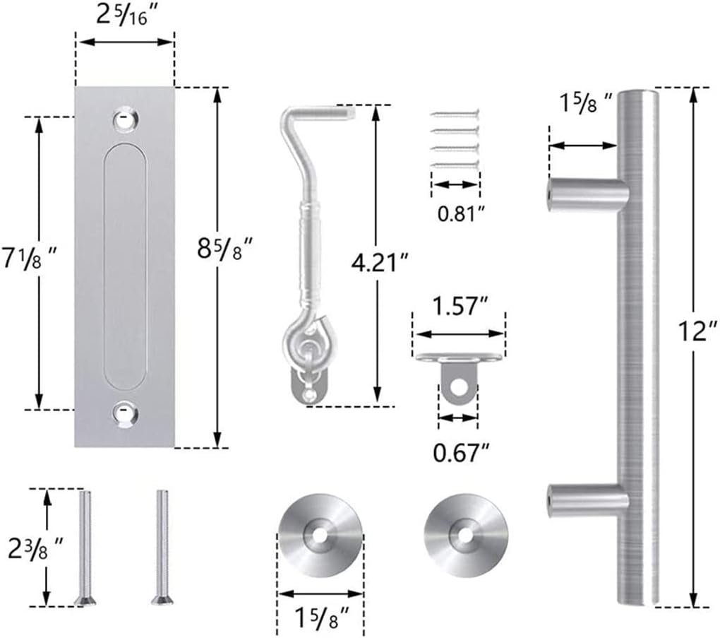 2 Pack Heavy Duty 12" Pull and Flush Barn Door Handle Set Square of Stainless Steel Surface Treatment