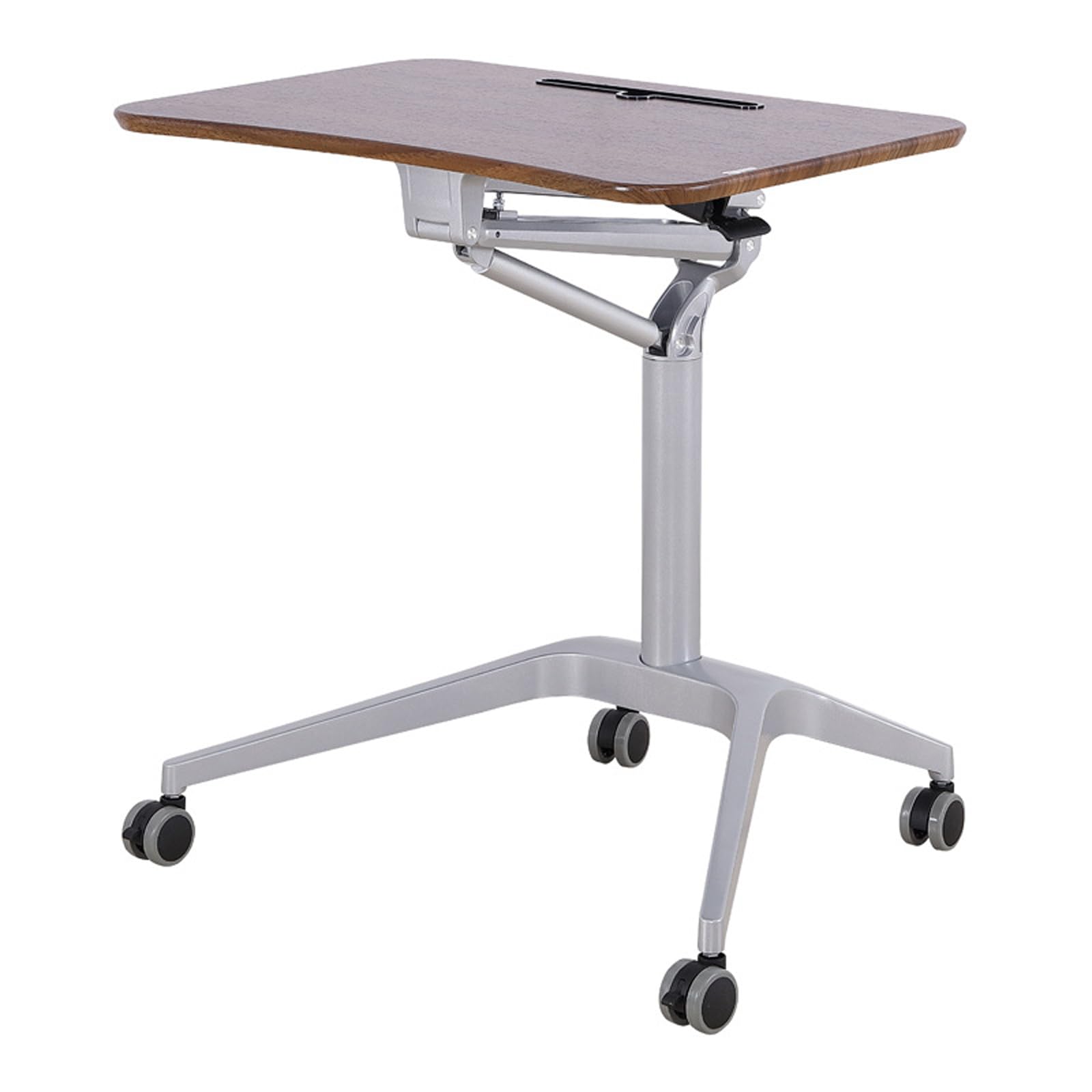MYUYEE Mobile Standing Laptop Desk, Height Adjustable Rolling Sit Stand Workstation, Pneumatic Mobile Desk With Wheels