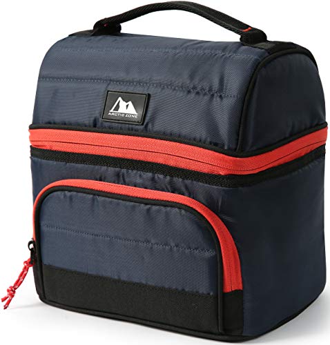 Arctic Zone High Performance Ultimate Secret Insulated Lunch Box Bucket Bag With 2 Piece Leak Proof Food Container And 350G High Performance Ice Pack - Navy #TOP4