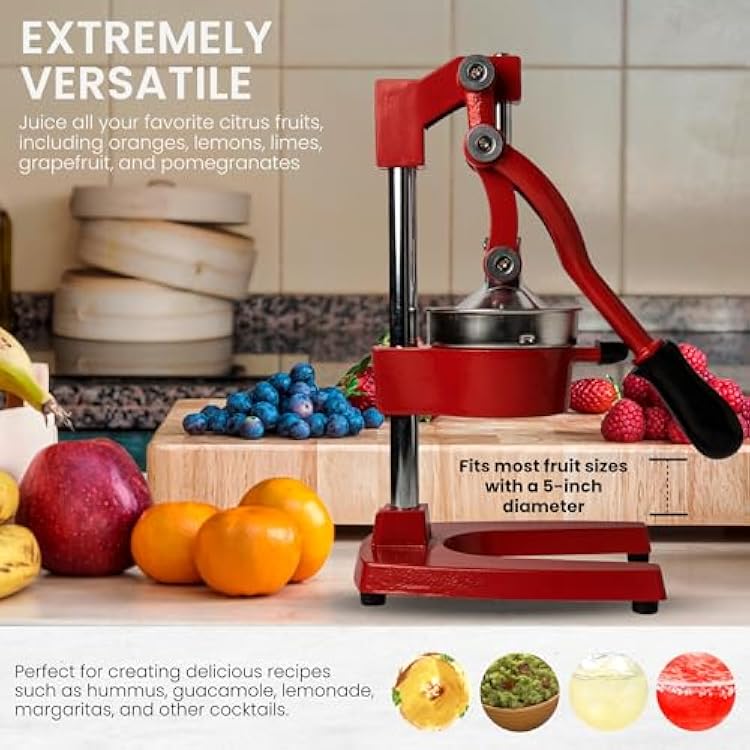 Machika Manual Orange Juicer | Easy-to-Clean and Heavy-Duty Orange Juice Squeezer | Professional Citrus Juicer for Home and Restaurants | 15 x 16 x 7 Inches |