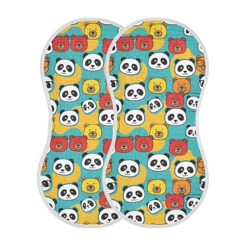 2 Pack Muslin Burp Cloths Panda Cute Cotton Baby Burp Cloths Absorbent Burping Cloth Soft Spit Up Rags for Newborn Babies Boys Girls, Large 22
