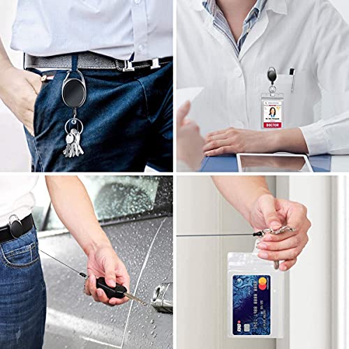 Image of AccuPrints Retractable Id Card Holder, Keychain Badge Holder, Retractable Steel Wire Reel Design Utility Keyring for Keys, Badge, Cards (Oval 1)