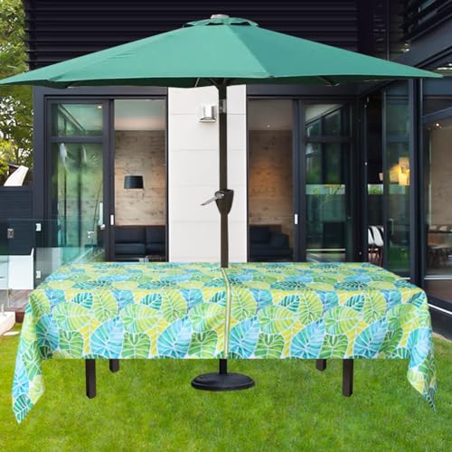 Image of EHouseHome Outdoor and Indoor 60x84 inch Tablecloth with Umbrella Hole and Zipper, Waterproof Zippered Patio Table Cloths, Spring /Summer Table Covers for Backyard Circular Table /BBQs /Picnic