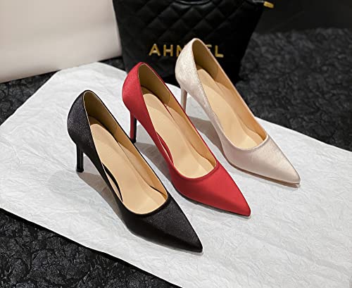 LizFoYa Women Classic Satin Wedding High Heels Pointy Toe Bridal Pumps 4 Inches Evening Stiletto Heel Shoes4