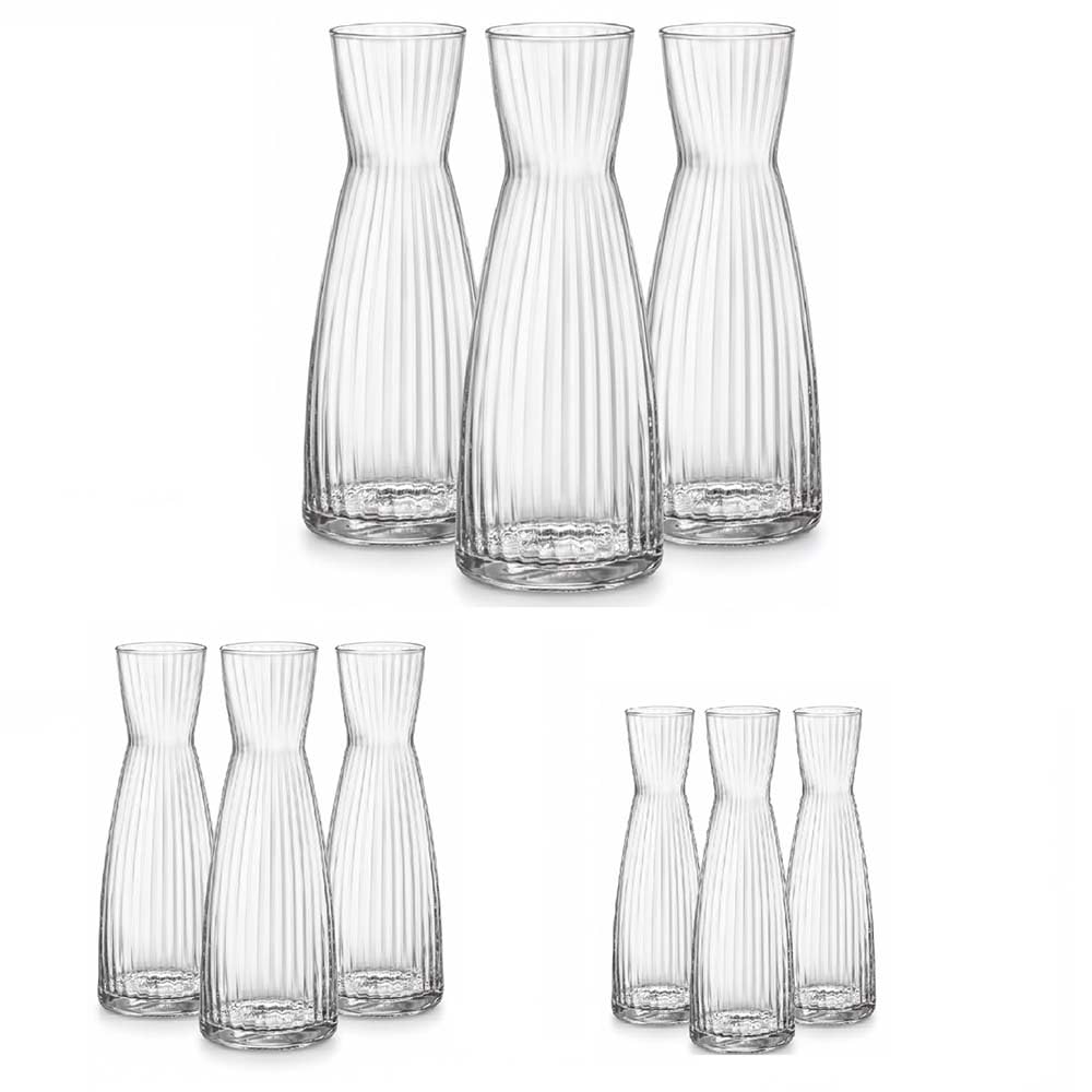 Set 9 Caraffa in Vetro assortite Bottiglia da Tavola Elegante per Vino Acqua o succhi anche come porta fiori brocche ristoranti hotel eleganza Design MADE IN ITALY