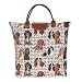 Signare Dog Print Tan Re-usable Tapestry Fold-able Shopping Bag in Cavalier King Charles Spaniel (FDAW-KGCS)