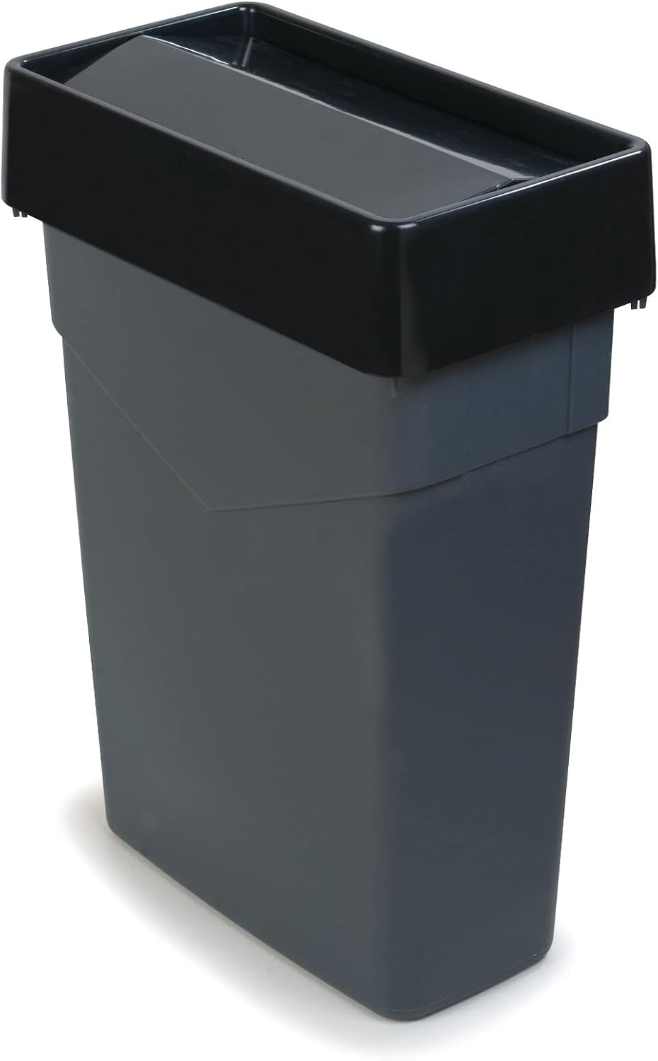 Gray 15 Gallon Rectangular Plastic Commercial Trash Can