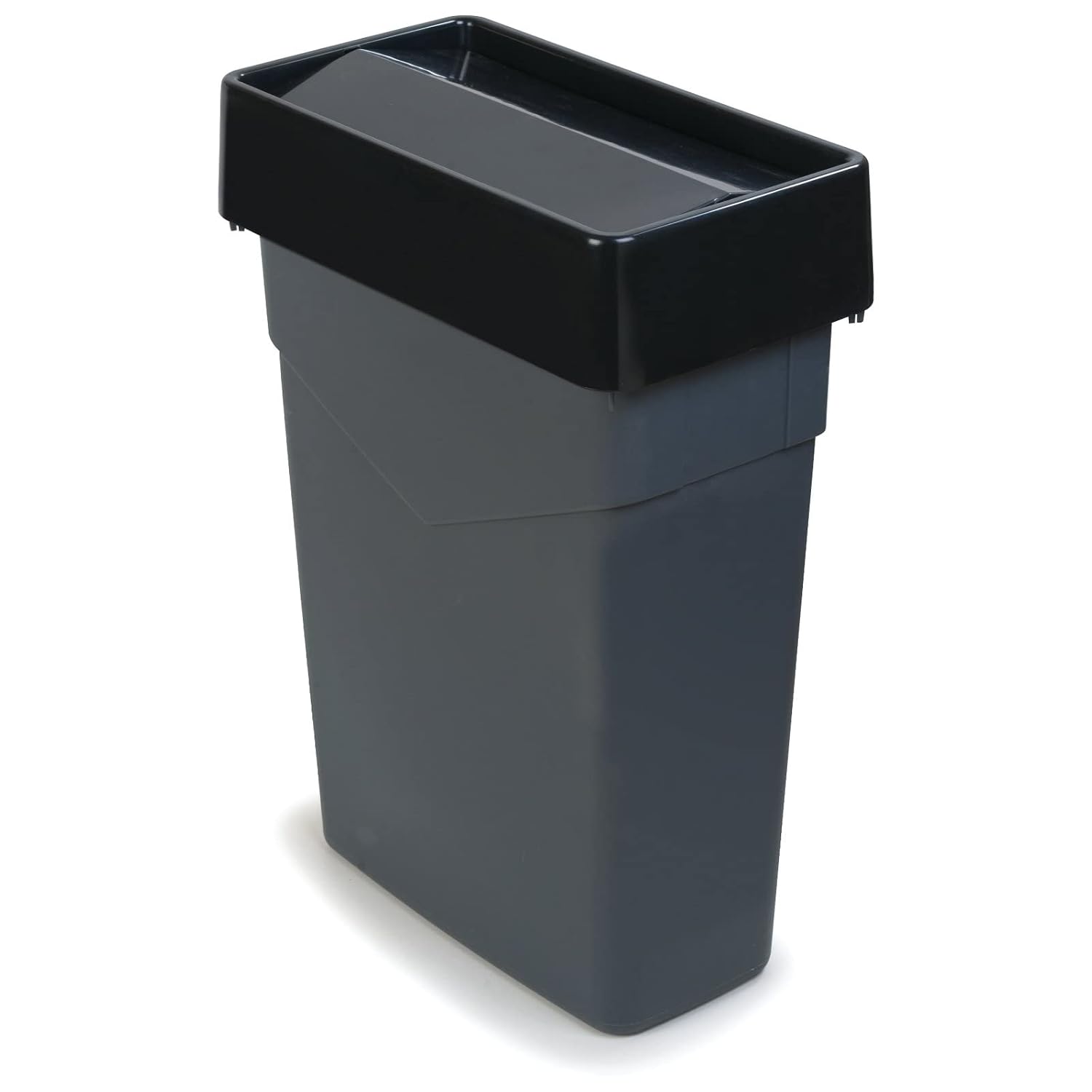Gray 15 Gallon Rectangular Plastic Commercial Trash Can