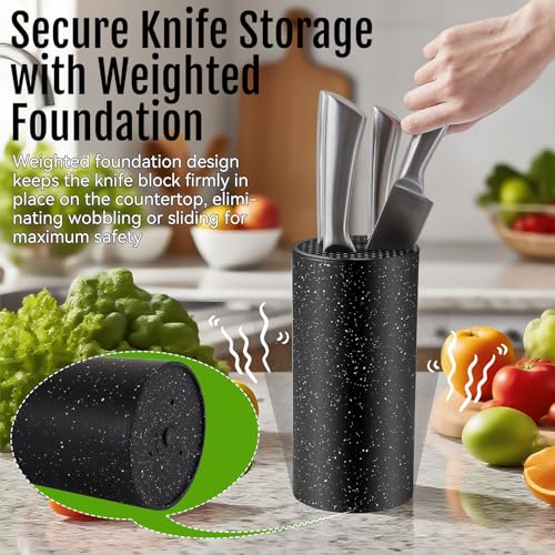 Universal Knife Block Without Knives Ninonly Knife Block Detachable Knife Storage Space Saver for Kitchen Knife Organizer Black - Image 4