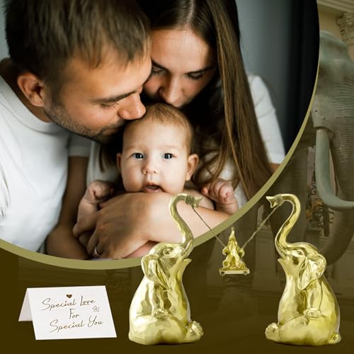 Estatua de Elefante Dorado, 3 Figuras Decorativas para Hogar miniatura 4