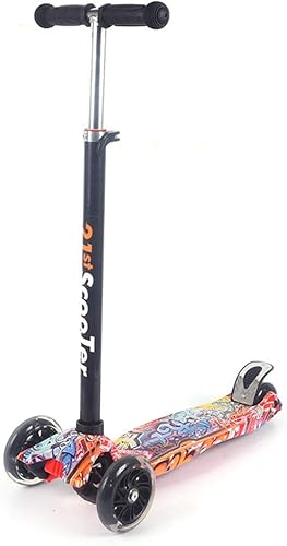 Skateboard Scooter para niños de 2-4-14 años de edad, tres o cuatro rondas de graffiti, plegable, con ruedas de flash, adecuado para deportes al