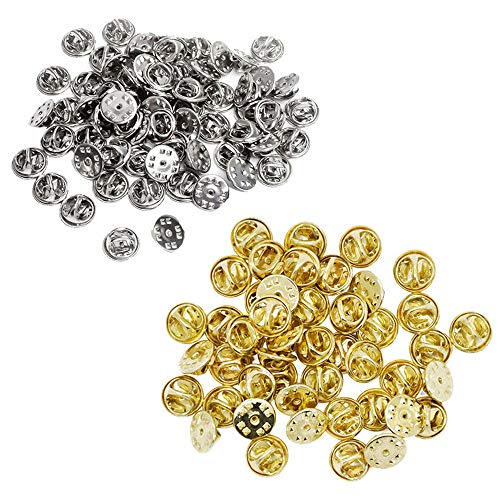 Flairs New York Premium Handmade Enamel Lapel Pin Brooch Badge Pin Backs Replacement (15 Gold / 15 Silver Pin Backs, 30 Pieces Pin Backs)