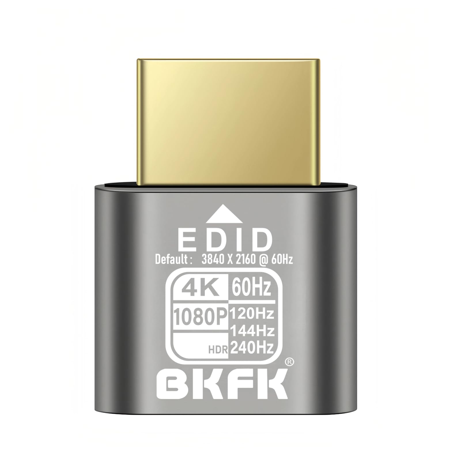 HDMI Dummy Plug 4K HDR, Headless Display Adapter,Virtual Monitor EDID Emulator,Supports up to 4k@60Hz,2K@60Hz,1080P@120/144/240Hz (NEW-4K-HDR(default3840X2160@60HZ-1P)
