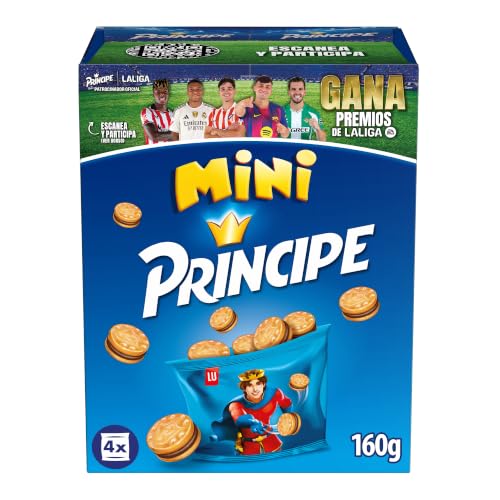 Príncipe Mini, Galletas Sándwich Rellenas de Crema de Chocolate con Leche, Pack 4 x 40g