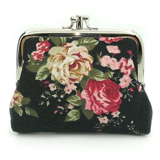 Cute Floral Buckle Coin Purses Vintage Pouch Kiss-lock Change Purse Wallets (01)