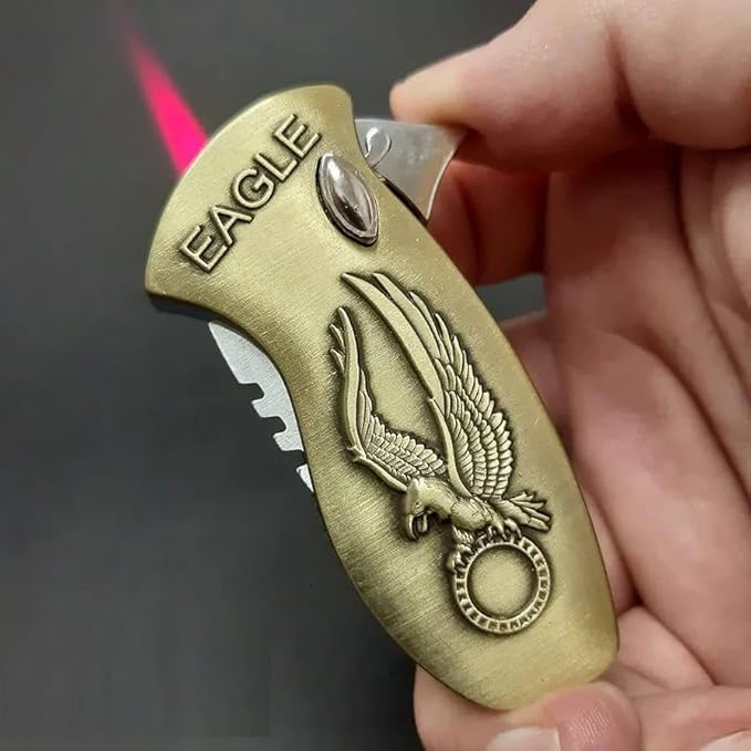 Image of VRINDVASINI Jet Flame Lighter Refillable Windproof Metal Lighter Cigarette Lighter Stylish Look Antique Lighter (Gold)