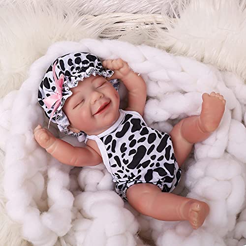 GOAROY Reborn Baby Dolls Silicone Full Body Girl : 12 Inch Mini Realistic Newborn Baby Dolls That Look Real Lifelike Washable Sleeping Smile Baby Doll Gift/Toy for Kids Age 3+