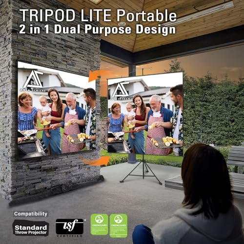 Image of Akia Screens 2-in-1 110 inch Portable Projector Screen with Stand & Carry Bag, 4:3 /16:9 Retractable, Tripod or Wall Mount, Indoor Outdoor Home Theater & Presentation, AK-T110VLITE