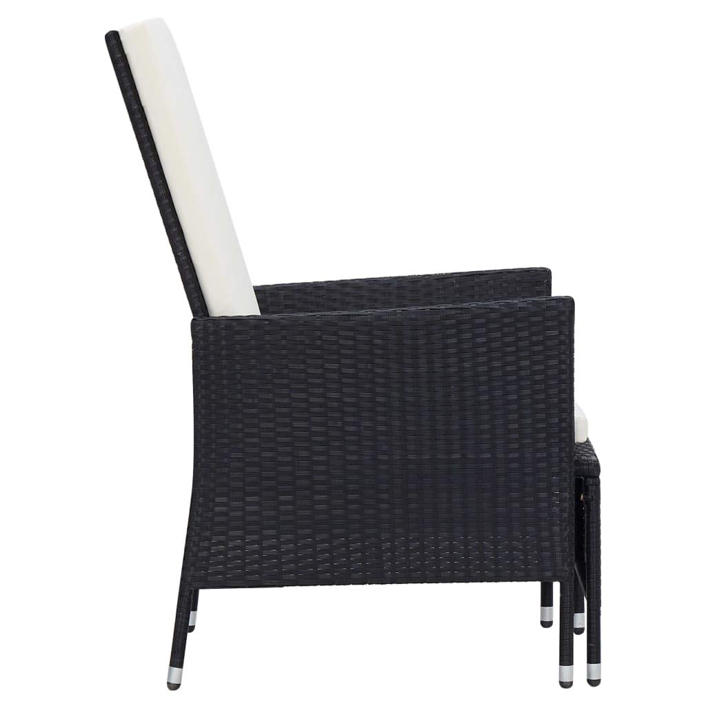 vidaXL Sedia da Giardino Reclinabile con Cuscino in Polyrattan Nero