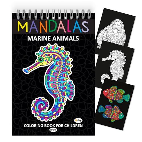 Finoly Mandala Enfant | Coloriage Mandala Enfant pour Adultes et Enfants | Coloriage Mandala Animaux | Livre Coloriage Mandala | Mandala à Colorier Enfant A4...