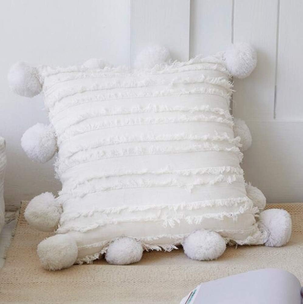 Judy Dre am Beige Tufted Pillow Covers Soft Throw Pillow Case with Ball Cushion Cover 18x18 Inch Pillowcase for Sofa Couch Bedroom