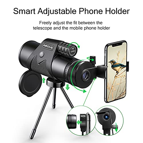 Monokulare Teleskop 12x50 HD Monokular Fernrohr Erwachsene mit Smartphone Halter und Upgrade Stativ, BAK4-Prisma… – Bild 5