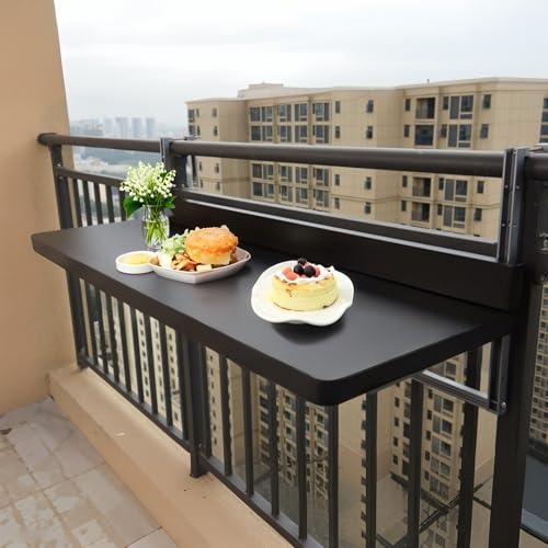 Table de balcon pliante murale réglable pour balustrade - 4