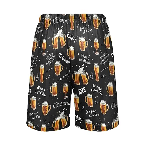 vvfelixl Beer Glasses Mens Pajama Pants Summer Pajama Shorts for Men Sleeping Shorts Lounge Bottom with Pockets Soft M4