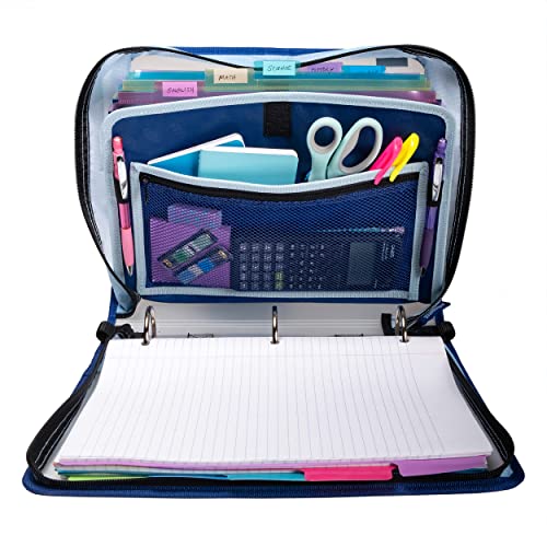 Classeur zippé Case-it PS-430 grand format bleu avec porte-documents extensible - 4