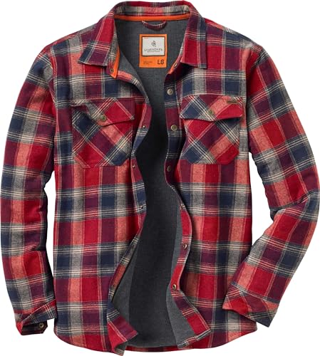 Image of Legendary Whitetails Mens Thermal Lined Shirt Jacket Plaid Flannel Polyfill Insulated Shacket