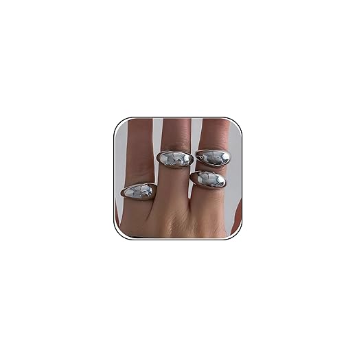 Conjunto de anéis grossos de ouro para mulheres, anéis de prata delicados, empilháveis, grossos, redondos, minimalistas, anéis de ouro irregulares para mulheres, acessórios de bijuteria, Metal