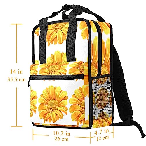 Sac à dos garçon jaune 35cm réglable imprimé fleurs multicolores - 5