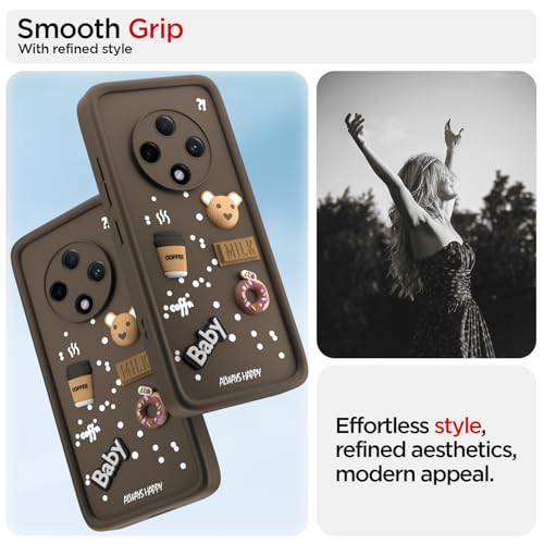 Image of Pikkme Back Cover for Oppo F27 Pro Plus 5G | Cute Fun Cartoon 3D Bear Silicone Full Body Protection Bumper Case (Brown)