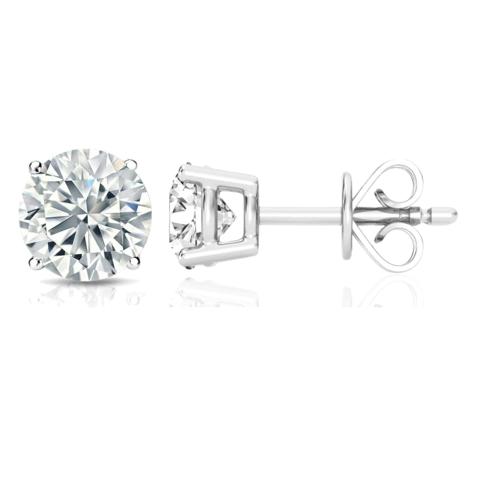 Shop QSE Certified Lab Grown Diamond Studs Earrings 925 Sterling Silver 14K Gold Plated 4 Prong Push Back