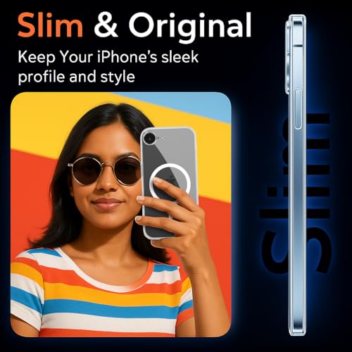 Image of Jkobi Lifetime Anti-Yellow MagSafe Compatible Clear Back Cover Case for Apple iPhone 16e | iPhone 17e (Sleek Hard Crystal | Shockproof and Camera Protection)