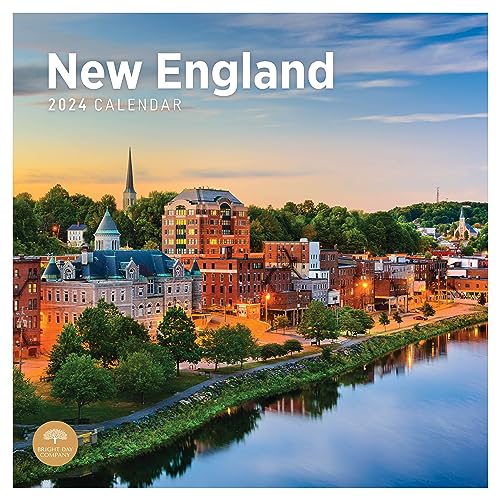 2024 New England Monthly Wall Calendar by Bright Day, 12 x 12 Inch Northeastern United States Boston