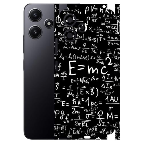 Image of AtOdds - REDMI 12 (5G) - Mobile Back Skin Sticker - Lamination - Rear Screen Guard Protector Film Wrap (Coverage - Back+Camera+Sides) (Design - E=mc2)