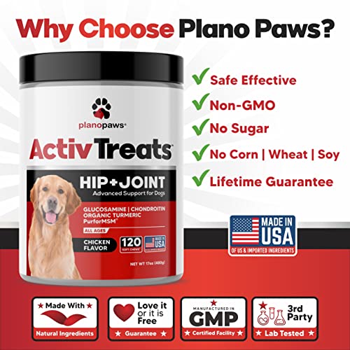 Glucosamine for Dogs Hip and Joint Supplement – Safe Joint Support for Dogs – Dog Joint Supplement with Glucosamine Chondroitin MSM Turmeric – 120 Joint Care Chews for Dogs ActivTreats Glucosamine for Dogs Hip and Joint Supplement – Safe Joint Support for Dogs – Dog Joint Supplement with Glucosamine Chondroitin MSM Turmeric – 120 Joint Care Chews for Dogs ActivTreats