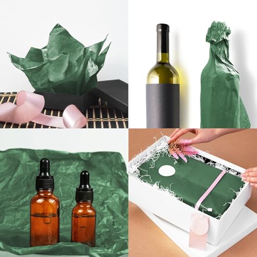 Image of 120 Sheets 20 inchX14 inch Forest Green Tissue Paper for Gift Bags Wrapping, Art Tissue Paper Bulk for Holiday Birthday Party Crafts Decoration (Forest Green)