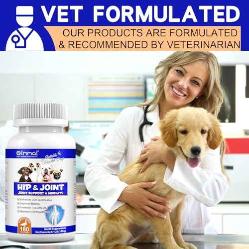 Hüft- und Gelenkergänzungsmittel für Hunde, 180 Tabletten Hunde Gelenkunterstützung & Mobilitätsergänzung, Glucosamin Chondroitin für Hunde mit ausgetrockneter Leber, Dicalciumphosphat und MSM