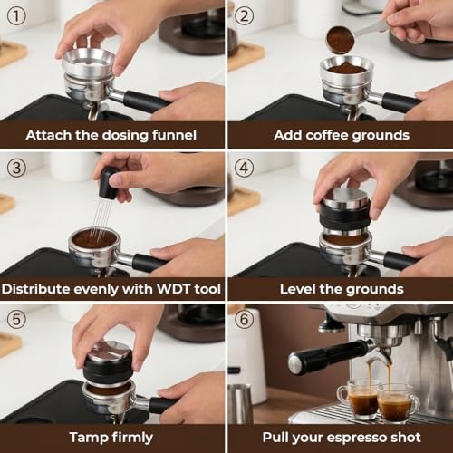 Image of Supvox 3 Pcs Espresso Accessories Kit Fits Espresso Machine Coffee Distributor and Tamper Leveler with Magnet Dosing Funnel for Portafilters Home Bar