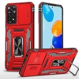 YKNIUFLY Handyhülle für Xiaomi Redmi Note 12R Hülle, Robust, sturzsicher, Hinterer Ringhalter, Rundumschutz Cover Schutzhülle für Xiaomi Redmi Note 12R.(Rot)