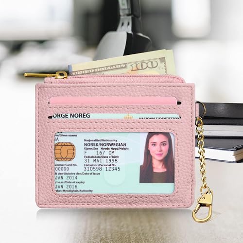 Image of SEAVILIA Card Holder Keychain Wallet for Women with ID Window RFID Coin Purse Bee Gifts Slim Minimalist Small Wallet