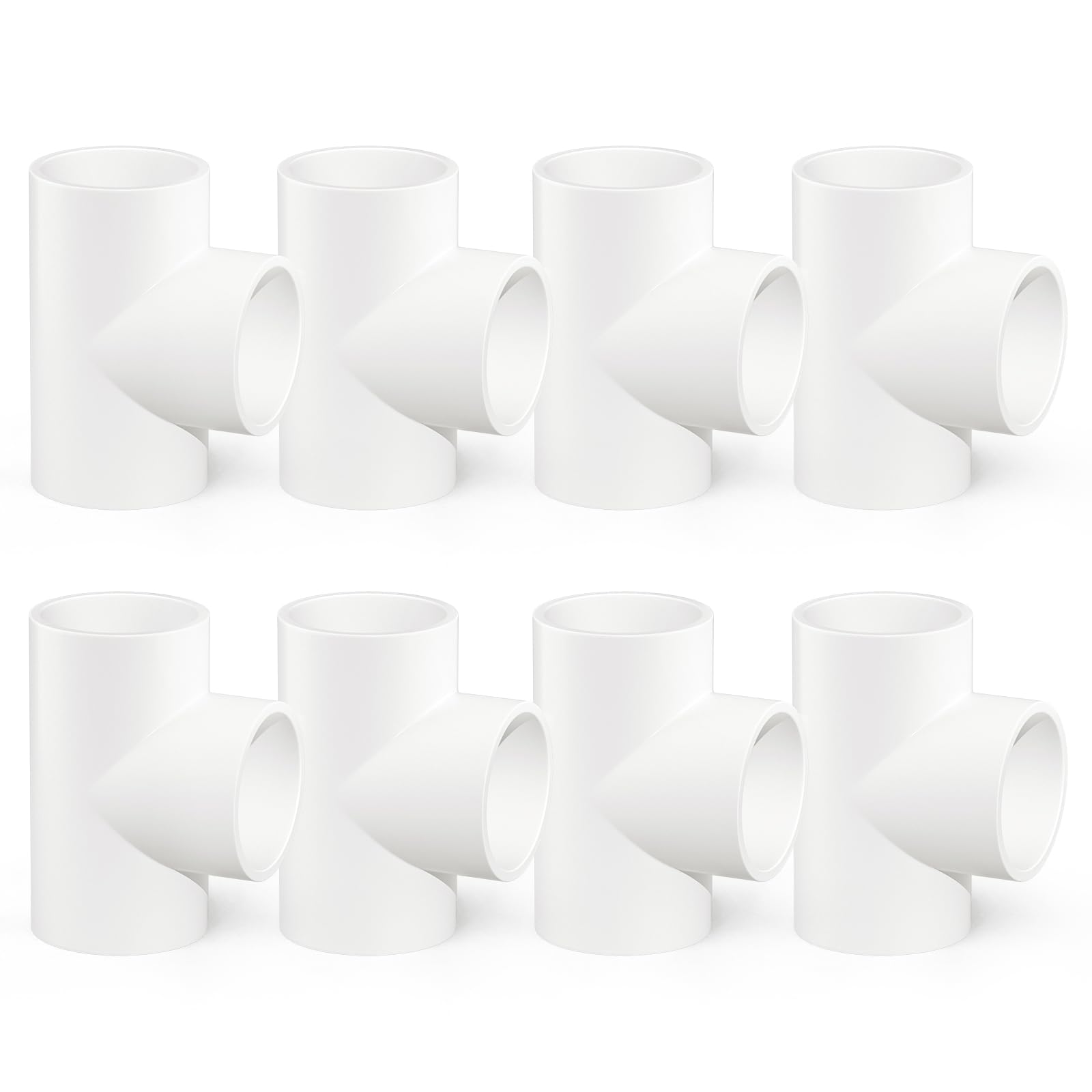 GASHER 8PCS 2 Inch PVC Tee