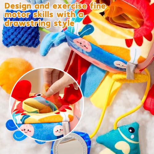 Image of SNOWIE SOFT Baby Toys for 6 to 12 Months Soft Stuffed Cartoon Cute Crab Plush Toys, Assorted Squeaky Sound Toy Pendants, Open Ring Clasp Hanging Toddler Crib Toys New Born Baby Gifts