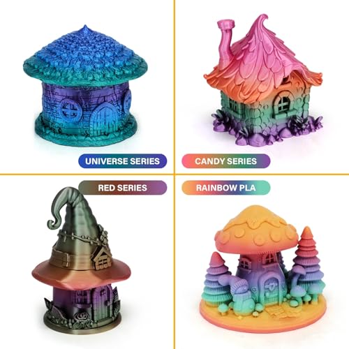 Image of RepRapper Rainbow PLA Filament, Shiny Multicolor Silk PLA 1.75 mm Filament (+-0.03 mm), Sparkle Fast Change Multi-Color 250g*4 Sample Pack 3D Printer Filament for 3D Printer,250g*4