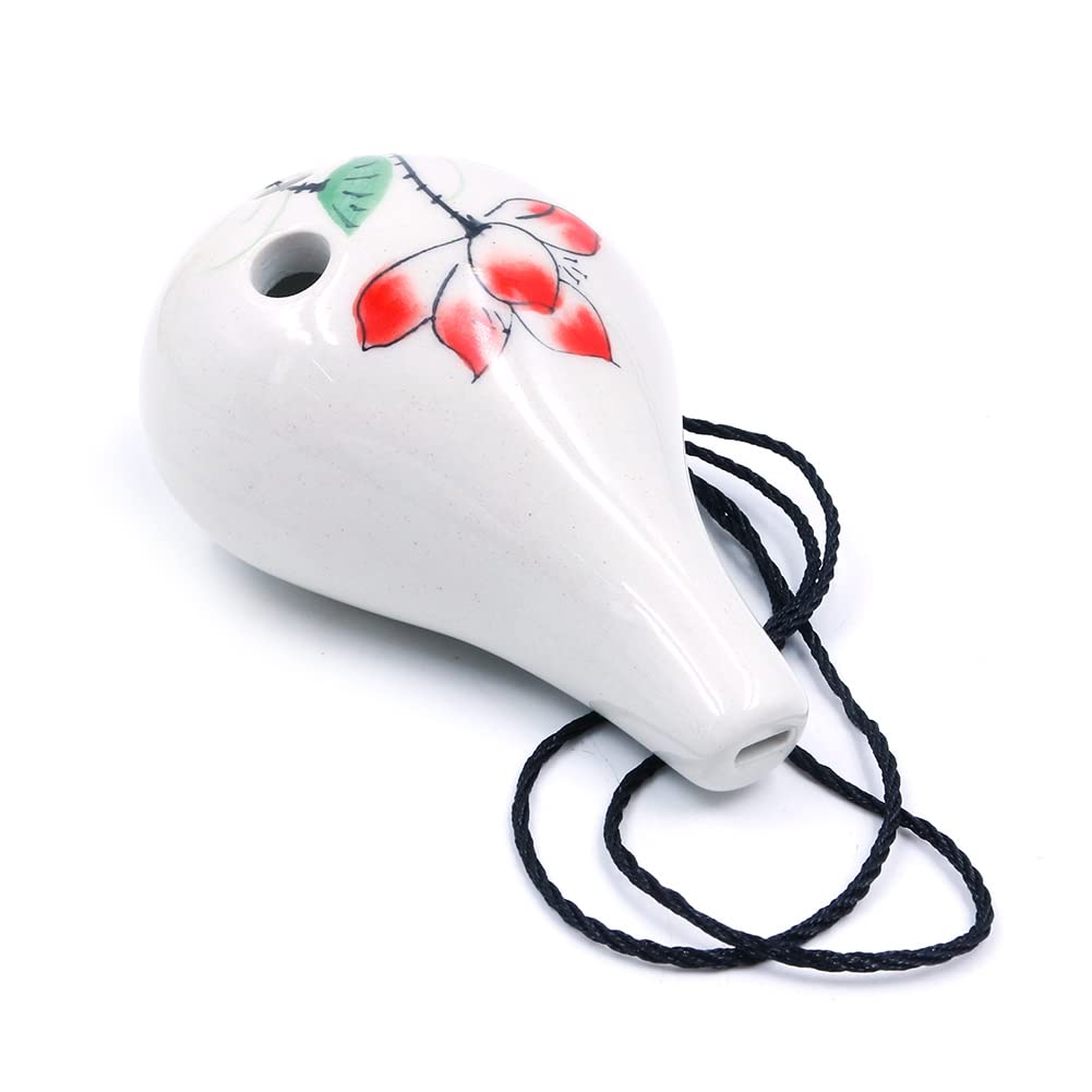 Alnicov Dipinto a mano "Lotus" 6 fori Ocarina, bottiglia di vino stile Alto C Ocarina, perfetto per principianti
