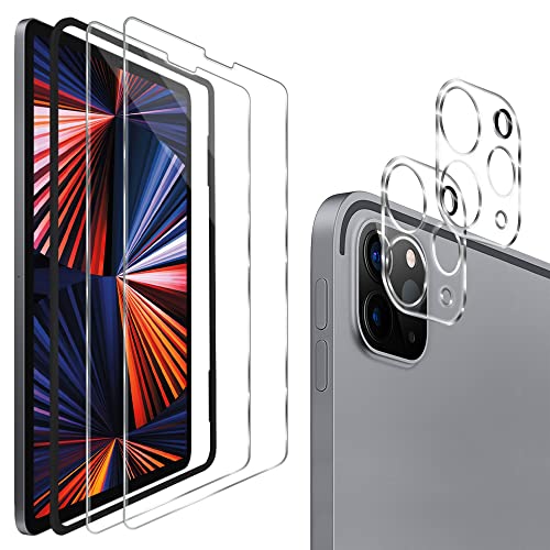 ArmorSuit [2+2 Pack Tempered Glass Screen Protector for iPad Pro 12.9 Inch [2020 & 2021] with Camera Lens Protector, Retina Display, Face ID and Apple Pencil Compatible