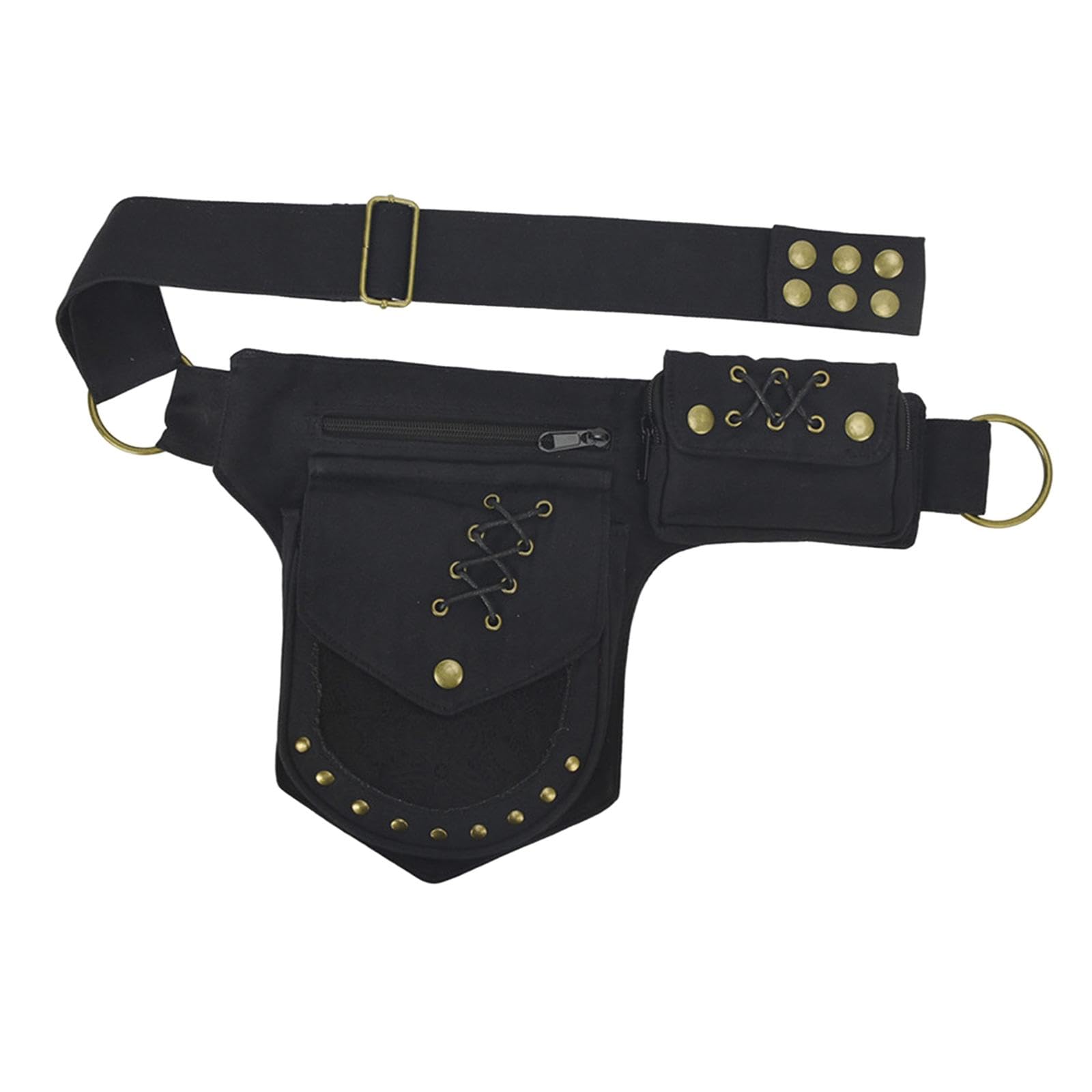 Waist Pack Adjustable Strap Stylish Fanny Pack for Street Hiking Backpacking Black-image-33